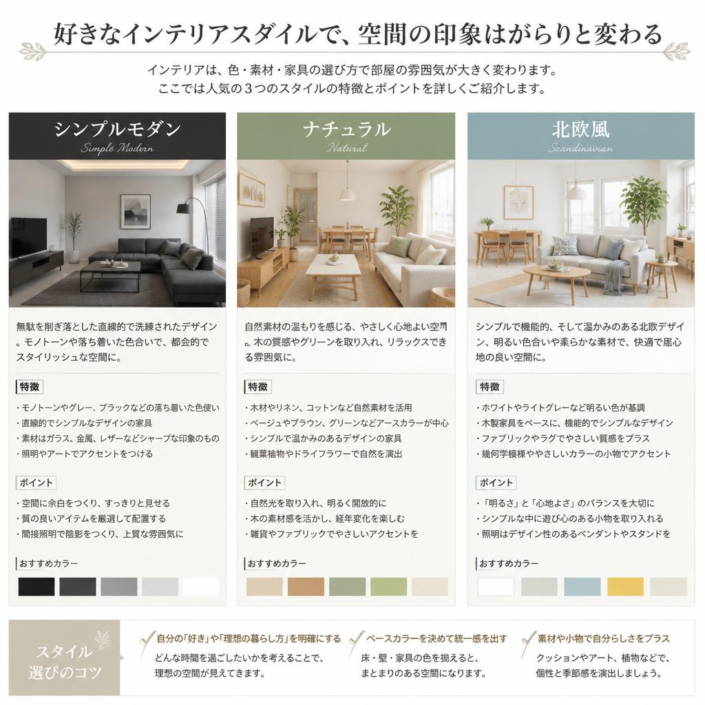 インテリアスタイルで変わる印象
