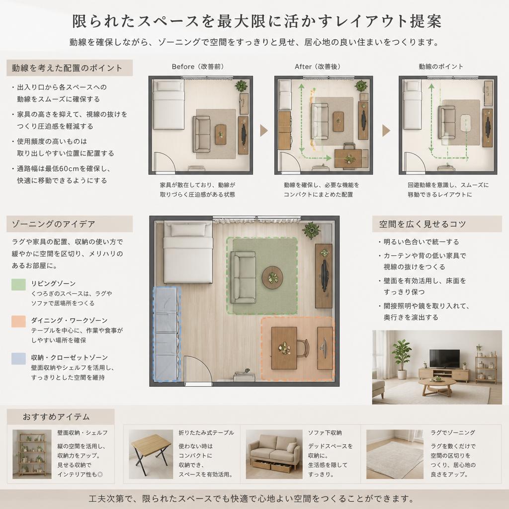 家具の配置が生む空間の広がり